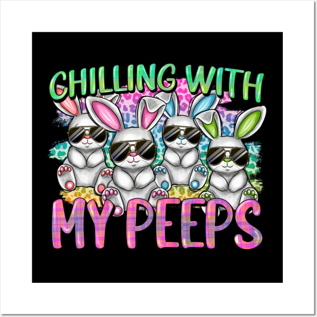 Chilling with My Peeps Easter Bunnies in Aviator Sunglasses Wall Art by VogueTime